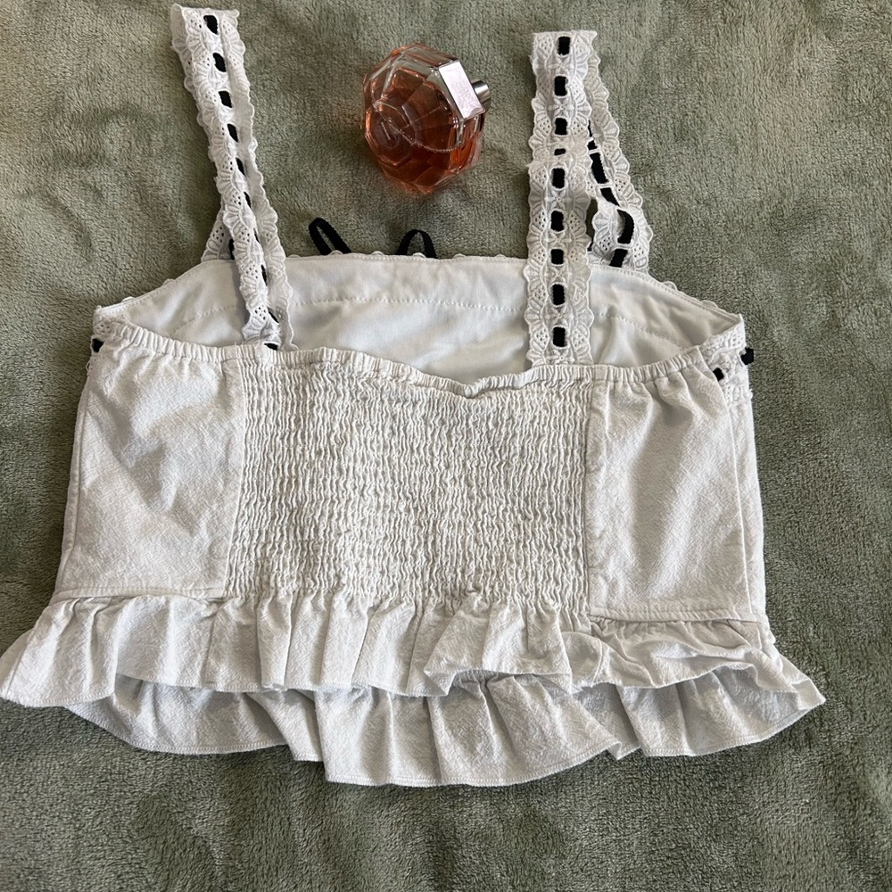 White Ruffled Women's Top - Picture 3 of 5